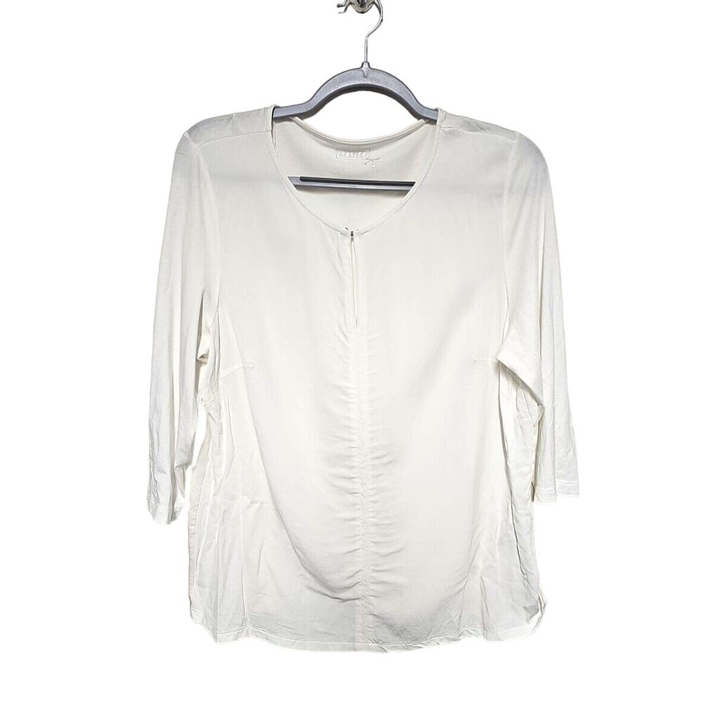 Basler Womens Tunic US XL White 3/4 Sleeve Blouse Lightweight White Basic